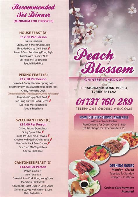 peach blossom restaurant menu
